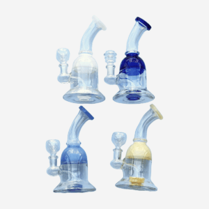 7" GLASS WATER PIPE WITH CLEAR BOWL COMES MULTI COLOR
