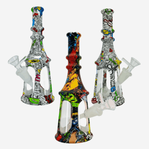 GLASS BASE SILICONE WATERPIPE [SILICONE DOWN STEM CUM GLASS BOWL]