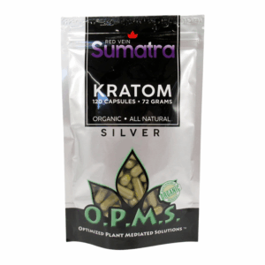 OPMS SILVER SUMATRA RED VEIN 120CT 72GM CAPSULES BAG